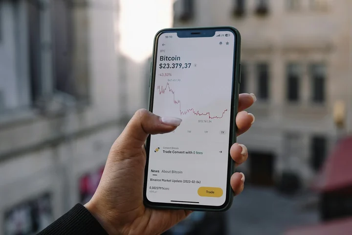 Wykres bitcoina na telefonie