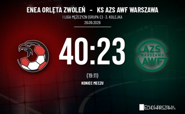 [PIŁKA RĘCZNA] Enea Orlęta Zwoleń – KS AZS AWF Warszawa 40:23. Gospodarze w czołówce I Ligi Mężczyzn (Grupa C)