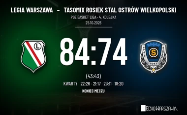 [KOSZYKÓWKA] PGE Basket Liga – Legia Warszawa wygrała ze Stalą Ostrów Wielkopolski 84:74