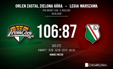 [KOSZYKÓWKA] PGE Basket Liga – Zastal Zielona Góra wygrał z Legią Warszawa 106:87