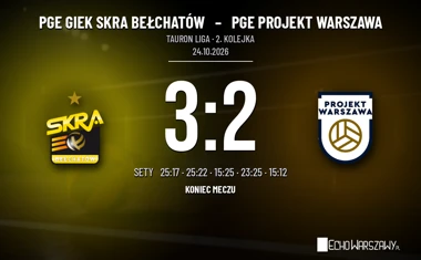 [SIATKÓWKA] Tauron Liga: PGE GiEK SKRA Bełchatów – PGE Projekt Warszawa 3:2. Warszawianie odrobili dwa sety, lecz przegrali tie-break