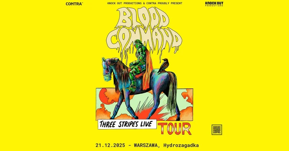 Obrazek przedstawia grafikę promocyjną wydarzenia Koncert norweskiego zespołu Blood Command w Warszawie