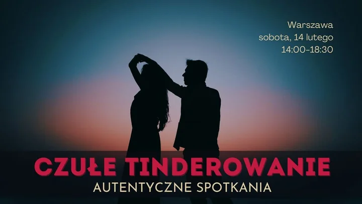 Grafika promocyjna wydarzenia Czułe Tinderowanie — walentynkowy speed dating dla 38–48 latków