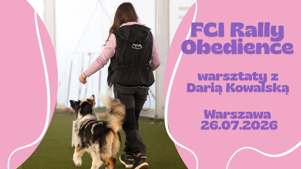 Grafika promocyjna wydarzenia FCI Rally Obedience intensywne warsztaty