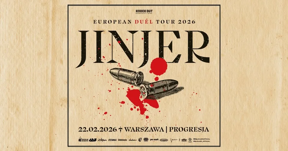 Obrazek przedstawia grafikę promocyjną wydarzenia Koncert zespołu Jinjer w Warszawie w lutym 2026
