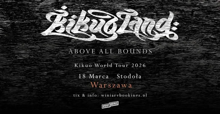 Grafika promocyjna wydarzenia KIKUO w Warszawie — 18 marca 2026 w klubie Stodoła