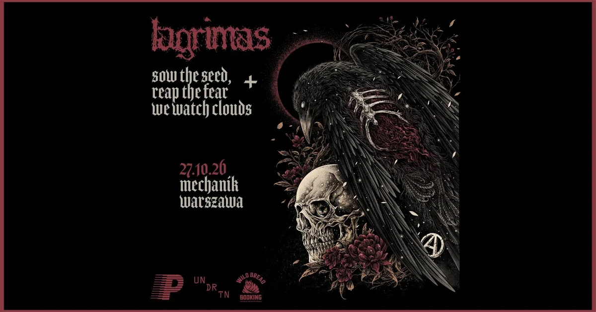 Grafika promocyjna wydarzenia Lagrimas Warszawa – koncert emo-crust