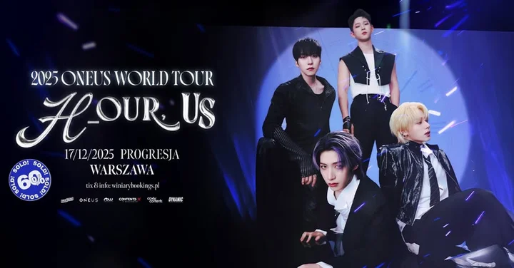 Grafika promocyjna wydarzenia ONEUS w Warszawie — koncert 17 grudnia 2025 w Progresji