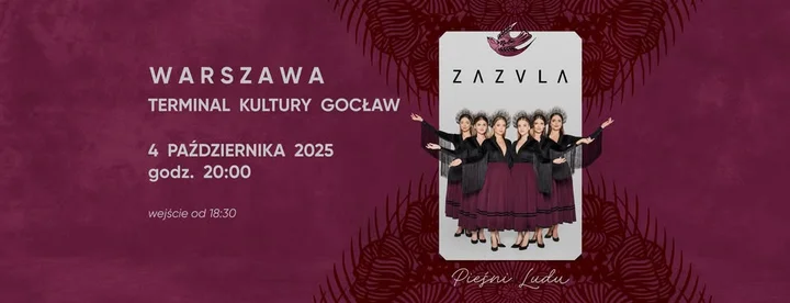 Obrazek przedstawia grafikę promocyjną wydarzenia Koncert ZAZULA promujący album „Pieśni Ludu” w Warszawie