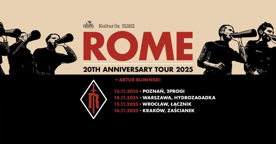 Obrazek przedstawia grafikę promocyjną wydarzenia Koncert Rome i Artura Rumińskiego w Warszawie w listopadzie 2025