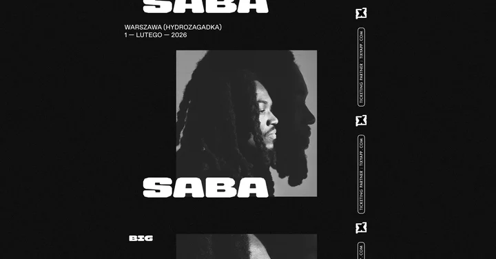 Grafika promocyjna wydarzenia SABA w Warszawie — koncert w Hydrozagadce (The Big Picture Tour)