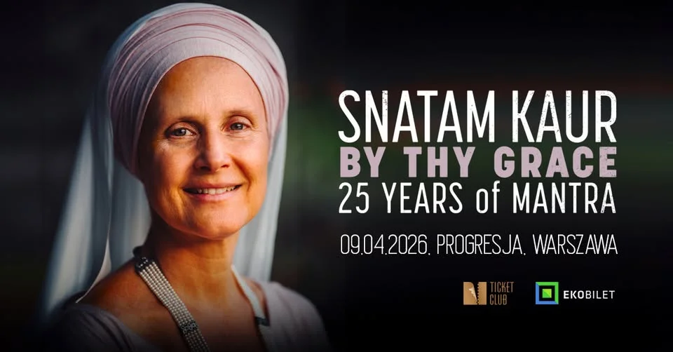 Obrazek przedstawia grafikę promocyjną wydarzenia Koncert Snatam Kaur w Warszawie – 9 kwietnia 2026