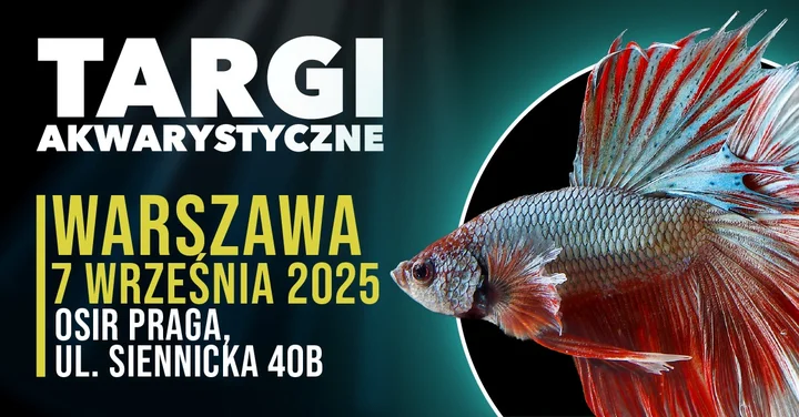 Obrazek przedstawia grafikę promocyjną wydarzenia Targi akwarystyczne w Warszawie — 7 września 2025