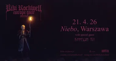 Grafika promocyjna wydarzenia Kiki Rockwell w Warszawie — koncert 21 kwietnia 2026