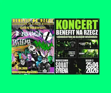 Grafika promocyjna wydarzenia Koncert benefitowy w Skłocie Syrena w Warszawie