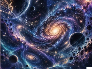 Grafika promocyjna wydarzenia „KOSMOS” – spotkanie dźwiękowo-wizualne