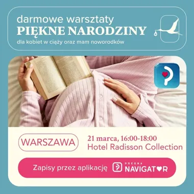 Grafika promocyjna wydarzenia Piękne Narodziny — bezpłatne warsztaty dla kobiet w ciąży w Warszawie