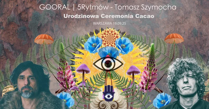 Obrazek przedstawia grafikę promocyjną wydarzenia Urodzinowa ceremonia Cacao z muzyką na żywo w Warszawie
