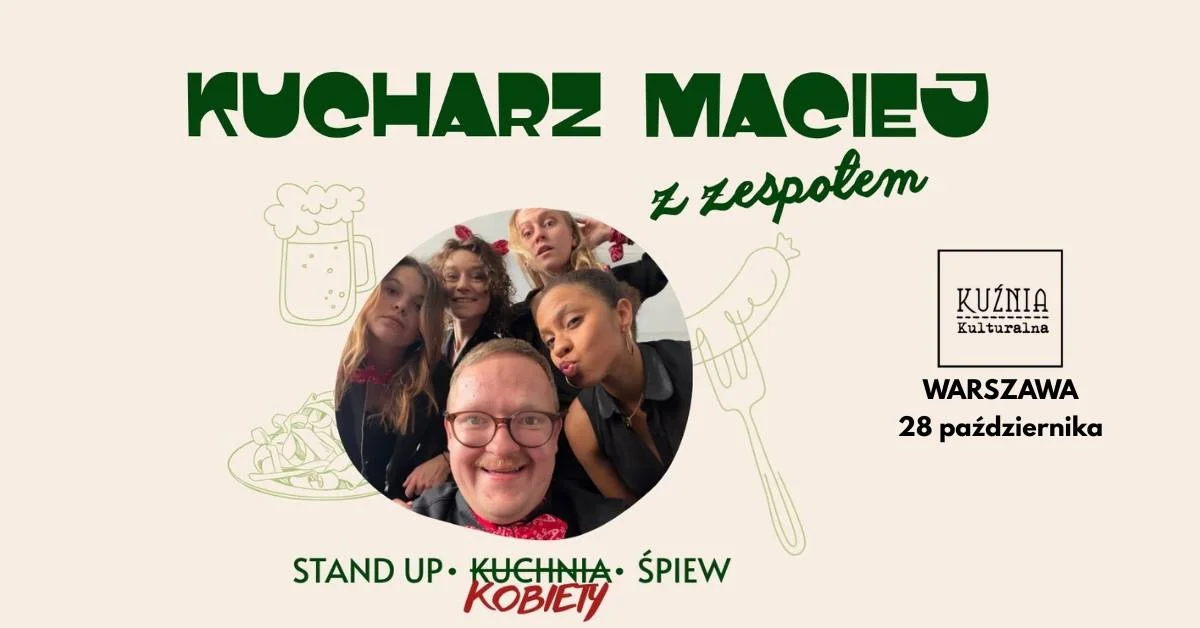 Grafika promocyjna wydarzenia Kucharz Maciej Symfonicznie – komediowy koncert