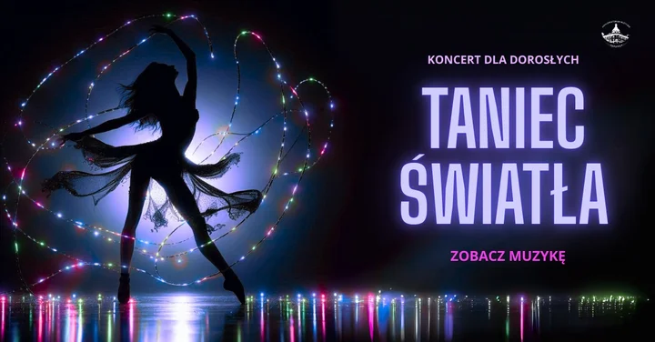 Obrazek przedstawia grafikę promocyjną wydarzenia Koncert w półmroku łączący muzykę i efektowne iluminacje