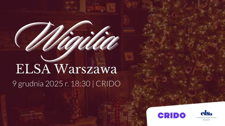 Grafika promocyjna wydarzenia Wigilia ELSA Warszawa 2025 — kameralne świąteczne spotkanie członków