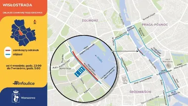 Asfaltowanie Wisłostrady potrwa cały weekend. Kierowcy pojadą drugą nitką